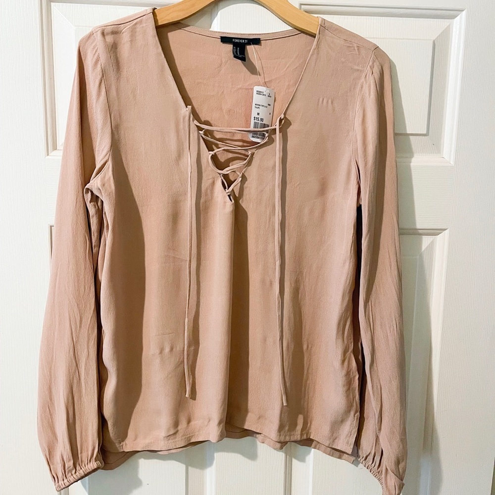 Forever 21 lace up blouse, M